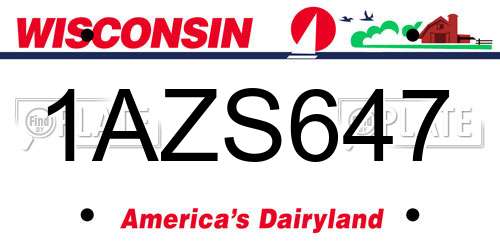 1AZS647 Wisconsin License Plate