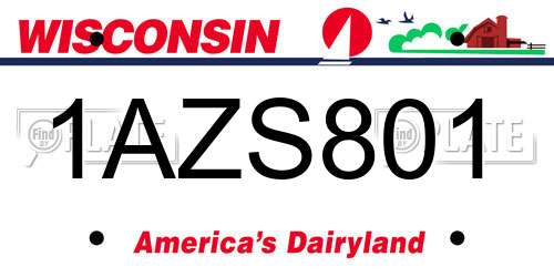 1AZS801 Wisconsin License Plate