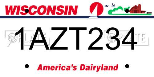 1AZT234 Wisconsin License Plate