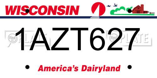 1AZT627 Wisconsin License Plate