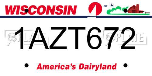 1AZT672 Wisconsin License Plate