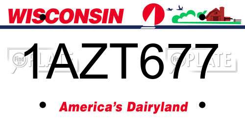 1AZT677 Wisconsin License Plate