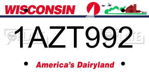 1AZT992 Wisconsin License Plate