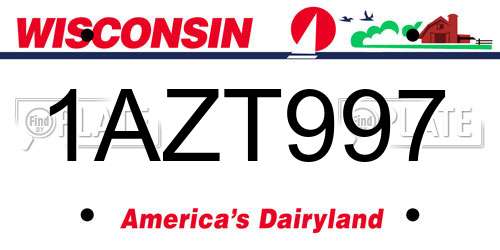 1AZT997 Wisconsin License Plate