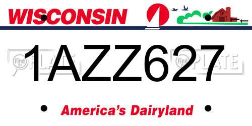1AZZ627 Wisconsin License Plate