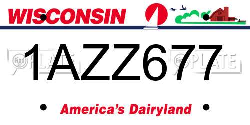 1AZZ677 Wisconsin License Plate