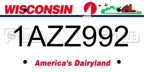 1AZZ992 Wisconsin License Plate