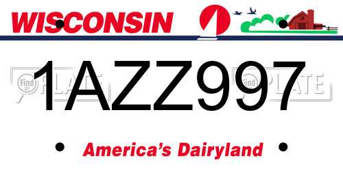 1AZZ997 Wisconsin License Plate