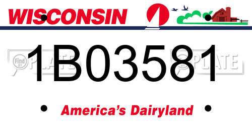 1B03581 Wisconsin License Plate