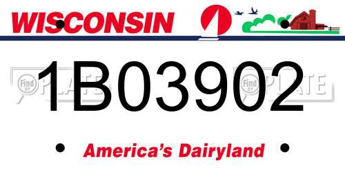 1B03902 Wisconsin License Plate