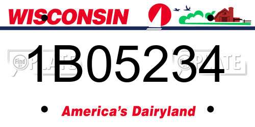 1B05234 Wisconsin License Plate