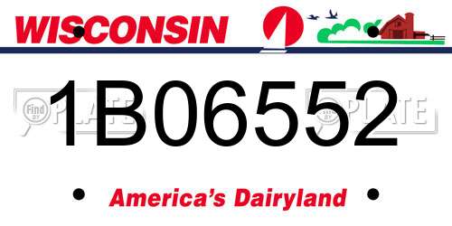 1B06552 Wisconsin License Plate