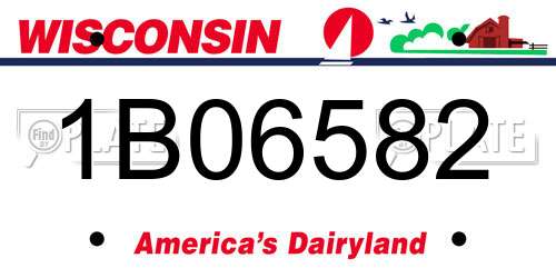 1B06582 Wisconsin License Plate