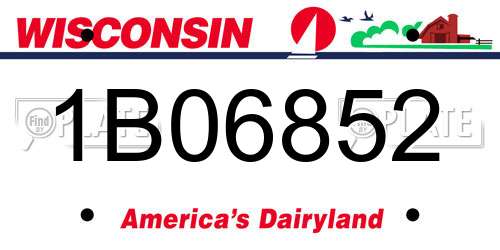 1B06852 Wisconsin License Plate