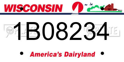 1B08234 Wisconsin License Plate