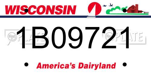 1B09721 Wisconsin License Plate