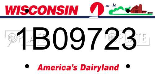 1B09723 Wisconsin License Plate