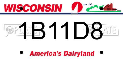 1B11D8 Wisconsin License Plate