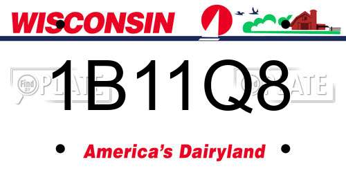 1B11Q8 Wisconsin License Plate