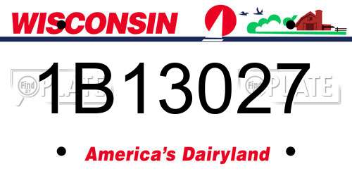 1B13027 Wisconsin License Plate
