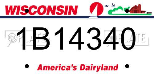 1B14340 Wisconsin License Plate
