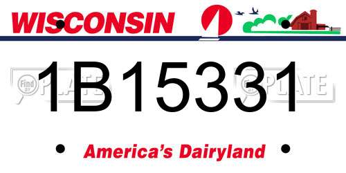 1B15331 Wisconsin License Plate