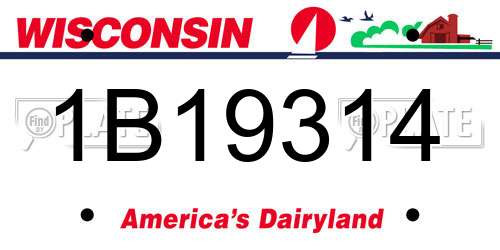 1B19314 Wisconsin License Plate