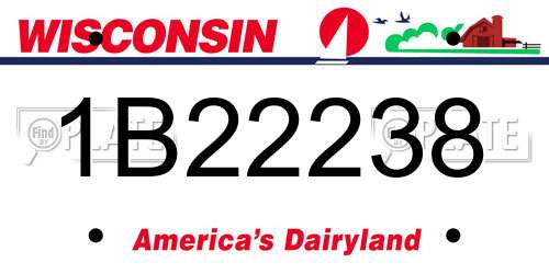 1B22238 Wisconsin License Plate
