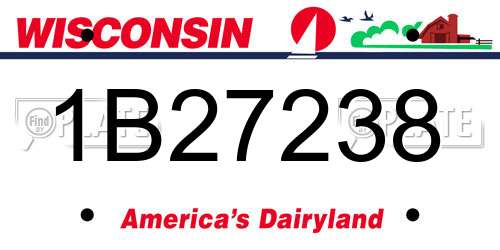 1B27238 Wisconsin License Plate