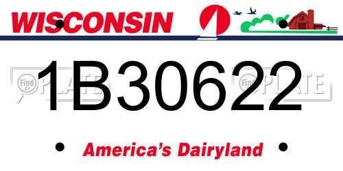 1B30622 Wisconsin License Plate