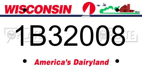 1B32008 Wisconsin License Plate