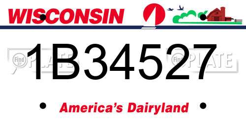 1B34527 Wisconsin License Plate