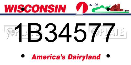 1B34577 Wisconsin License Plate