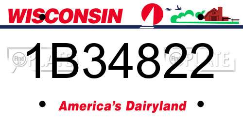 1B34822 Wisconsin License Plate