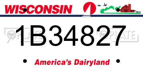 1B34827 Wisconsin License Plate