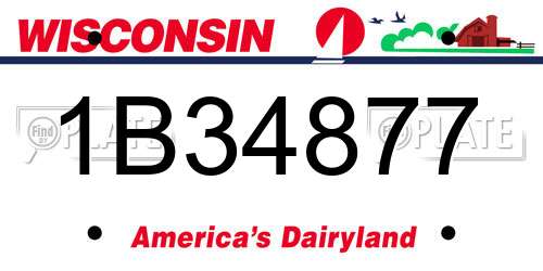1B34877 Wisconsin License Plate