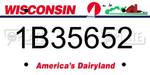 1B35652 Wisconsin License Plate