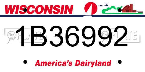 1B36992 Wisconsin License Plate