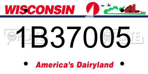 1B37005 Wisconsin License Plate