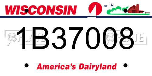 1B37008 Wisconsin License Plate