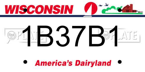 1B37B1 Wisconsin License Plate