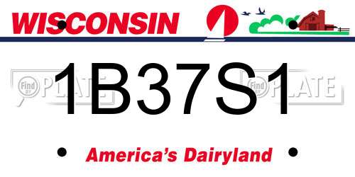 1B37S1 Wisconsin License Plate