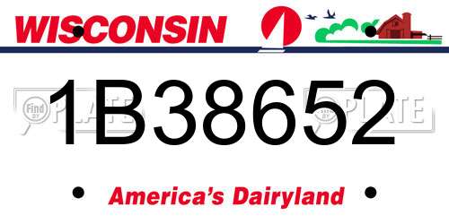 1B38652 Wisconsin License Plate