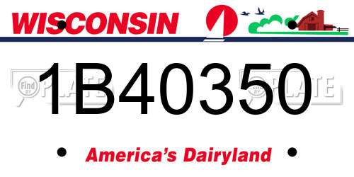 1B40350 Wisconsin License Plate
