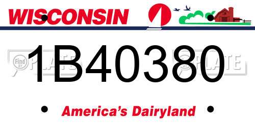 1B40380 Wisconsin License Plate