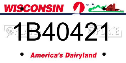 1B40421 Wisconsin License Plate