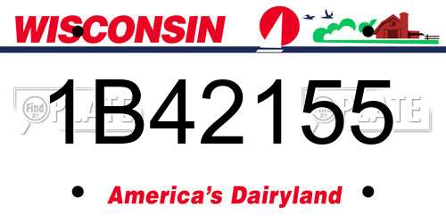 1B42155 Wisconsin License Plate