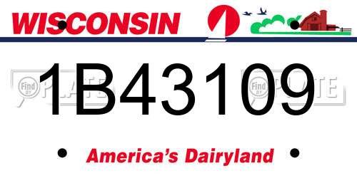 1B43109 Wisconsin License Plate