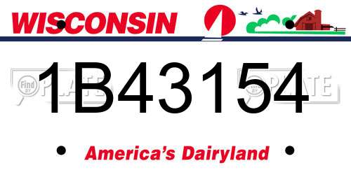 1B43154 Wisconsin License Plate