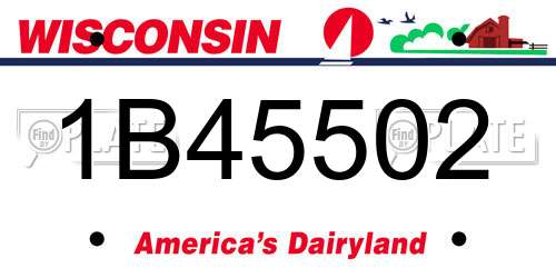 1B45502 Wisconsin License Plate